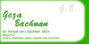 geza bachman business card