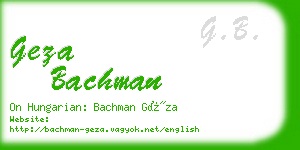 geza bachman business card